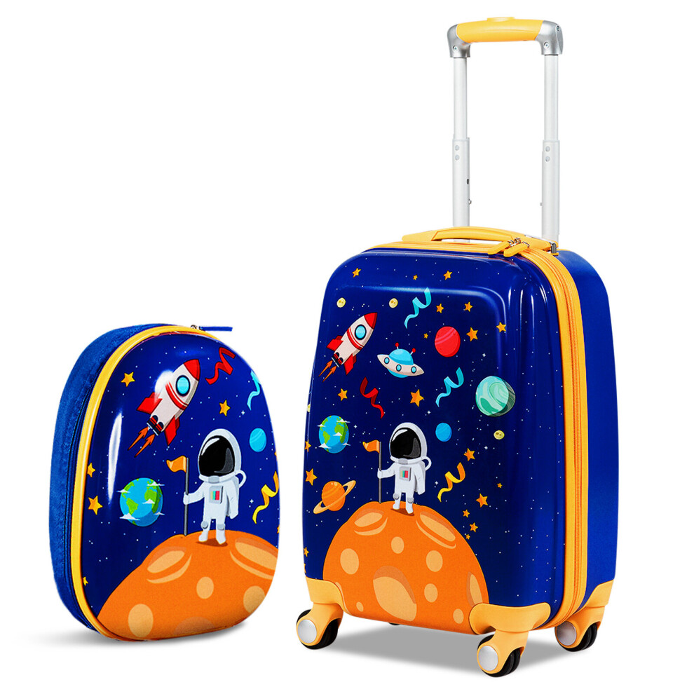 2 PCS Kids Luggage Set Toddlers Carry-on Suitcase & Backpack Set