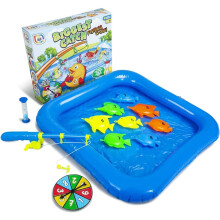 The Biggest Catch Fishing Game Kids Hook A Fish Novelty Indoor Outdoor Toy With Inflatable Pond, Fish & Rod