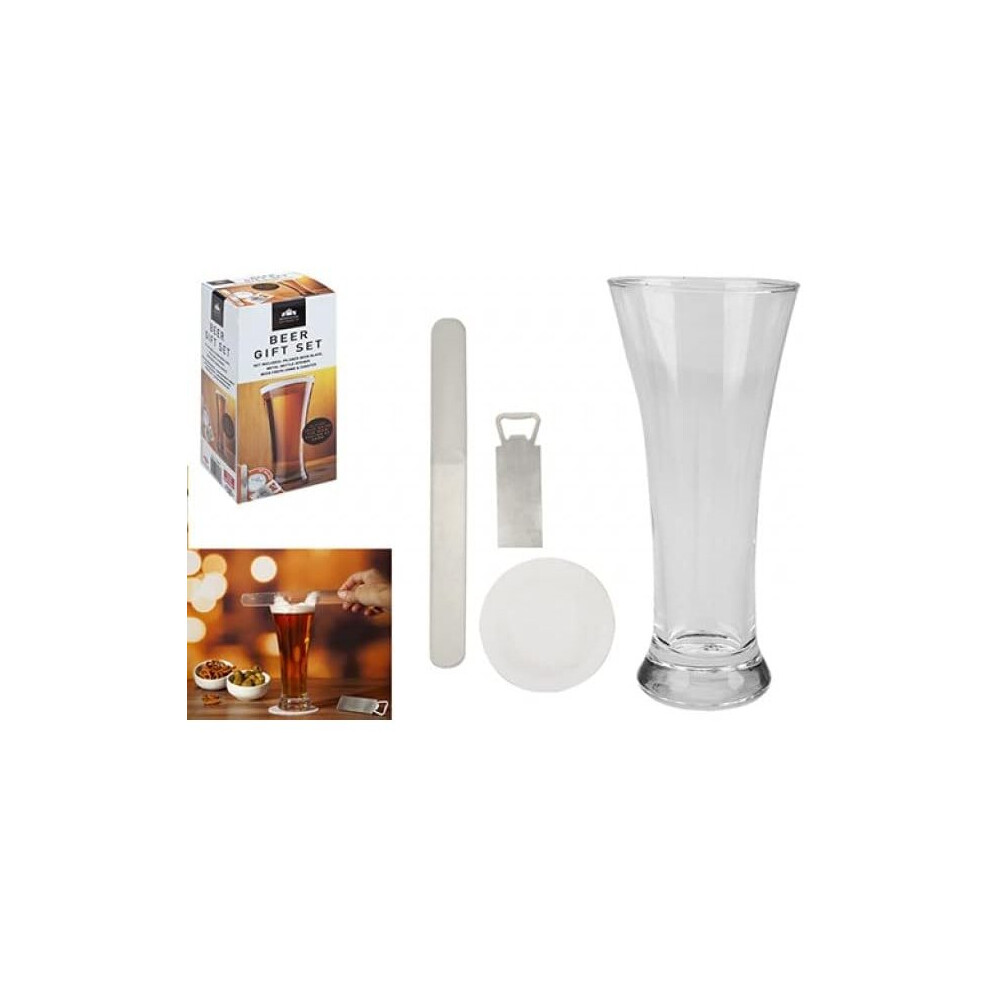 Pilsner Beer Drinks Glass & Accessories Christmas Gift Set