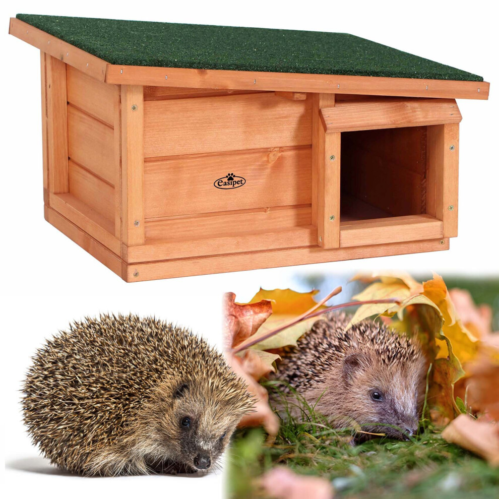 Hedgehog House Hibernation Shelter Wood Predator Proof Solid Feeding Station