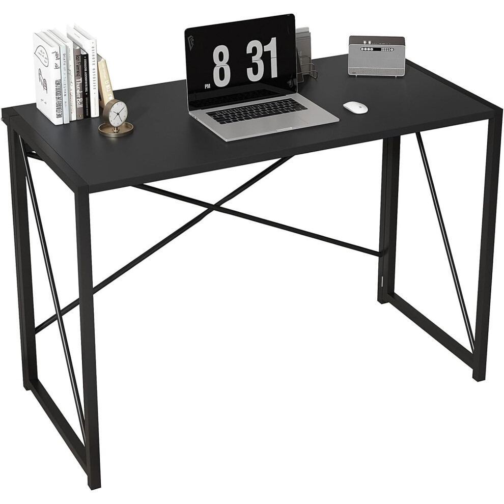 Mcc Black (100Cm, ) Foldable Computer Desk No Assembly Miami 100Cm