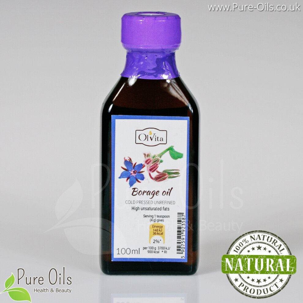 Ol'vita Borage Seed Oil - Foodstuff, Unrefined, Cold Pressed, 100 Ml