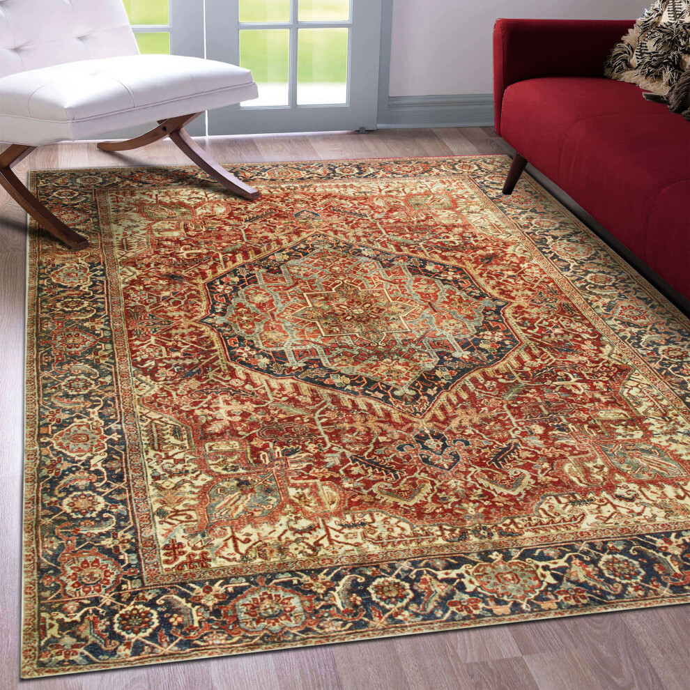 Oxford Homeware (120 X 170 Cm (4 Ft X 4 Ft 9 In), Majestic) Traditional Large Rugs Indoor Outdoor Rug Carpets & Mats Multicoloured