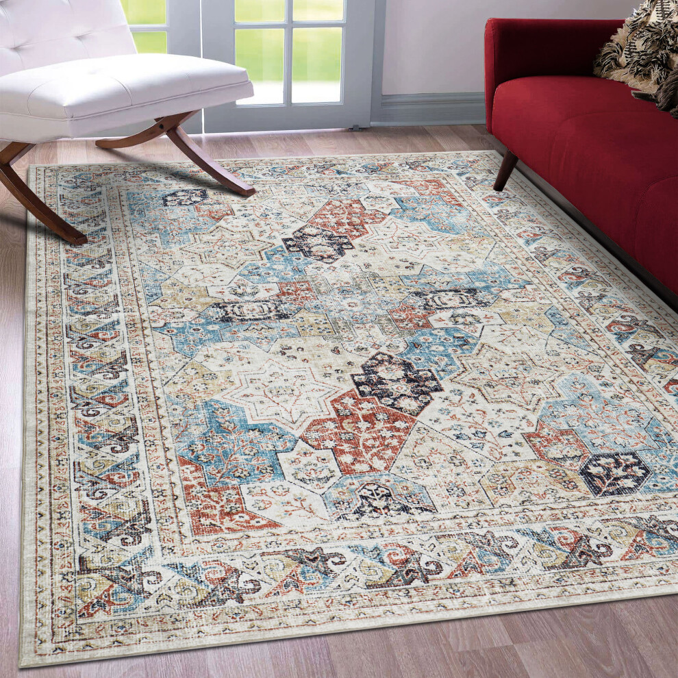 Oxford Homeware (120 X 170 Cm (4 Ft X 4 Ft 9 In), Coastal) Traditional Large Rugs Indoor Outdoor Rug Carpets & Mats Multicoloured