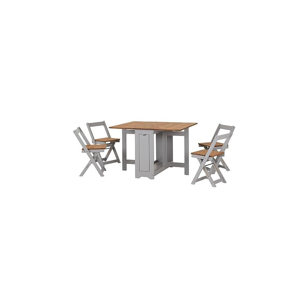 Santos Butterfly Folding Dining Set, Grey, Grey & Pine