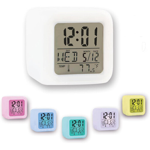 Kids Alarm Clock Wake Up Function Easy Setting, Digital Large Time and Date Alarm Clock with Snooze Function,LED Night Glow Alarm Clock with Lights