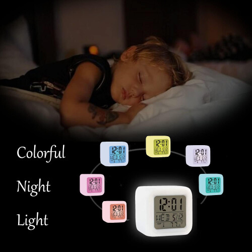Kids Alarm Clock Wake Up Function Easy Setting, Digital Large Time and Date Alarm Clock with Snooze Function,LED Night Glow Alarm Clock with Lights 1