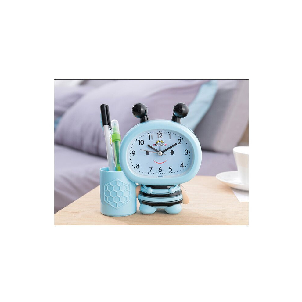 Alarm Clock For Kids,Cartoon Cute Bee Pen Holder Alarm Clock,Desktop Clock Bedside Timer Clocks,Home Office Table Decoration Mascot