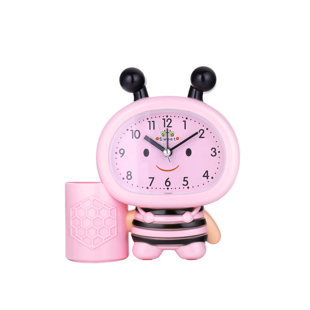 Alarm Clock For Kids,Cartoon Cute Bee Pen Holder Alarm Clock,Desktop Clock Bedside Timer Clocks,Home Office Table Decoration Mascot