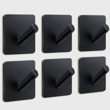 Heavy Duty Adhesive Hooks, Bathroom Hooks 6 Pack, Stick on Wall Hooks for Doors/Bathrooms/Coat/Robe/Kitchen, Wall Hangers Without Nails