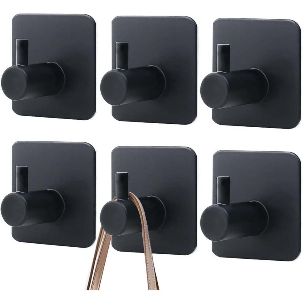 3m Hooks Heavy Duty Strong Adhesive Wall Hooks Command Hooks for Hanging Heavy Duty Towels Hangers 6 Pack Black Robe Hook (Black,6 Pack)
