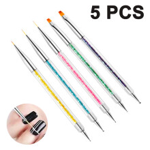 5 Nail Art Pens, Nail Art Stippling Pen Double Tip Dotting Tool Set, Double Tip Nail Art Design Pen.