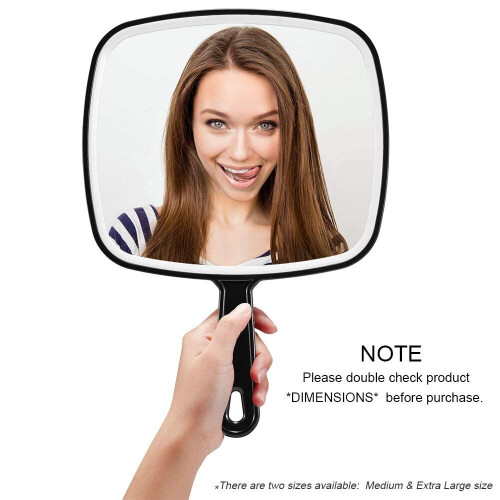 Hand Mirror, Extra Large Black Handheld Mirror with Handle, 9" W X 12.4" L 2