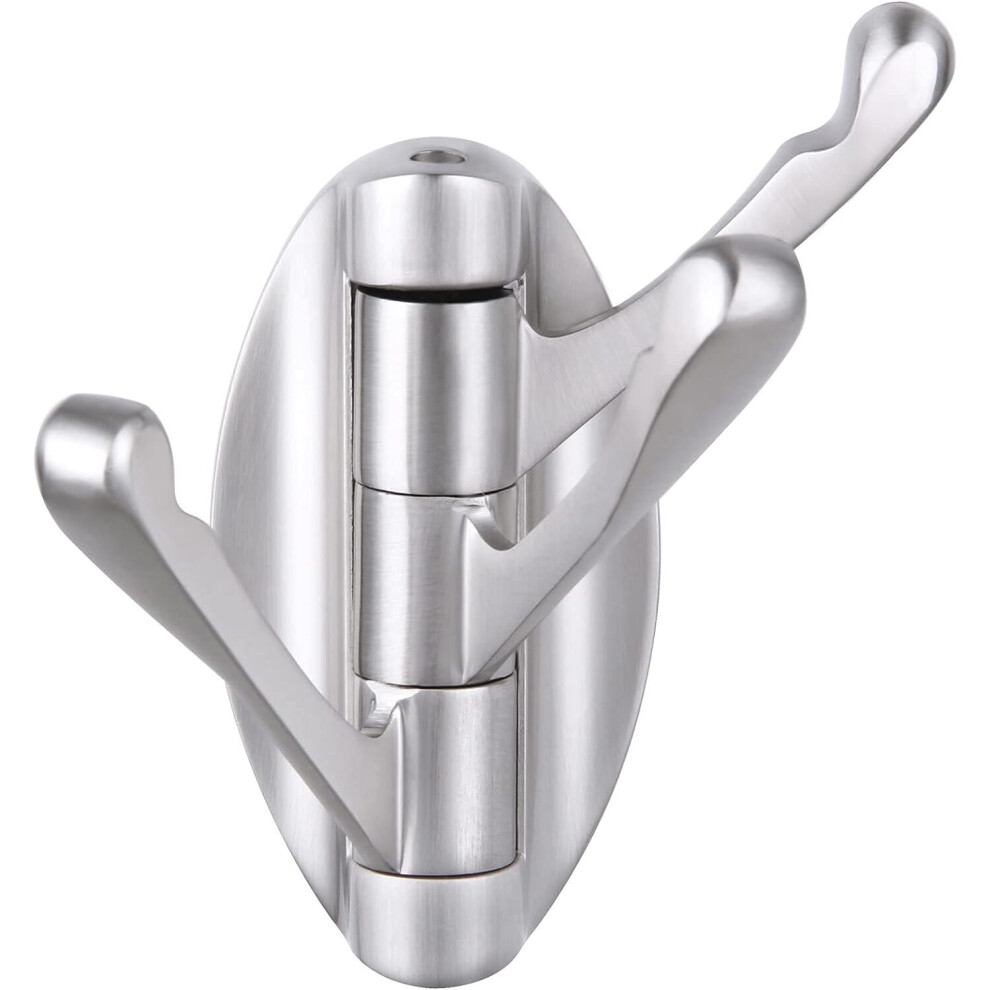 Folding Towel Hook Brushed Nickel, Metal 3 Arms Swivel Hook, Flexible Robe Coat Hook, Space Saving Wall Hook For Bathroom Rv 7770197730105