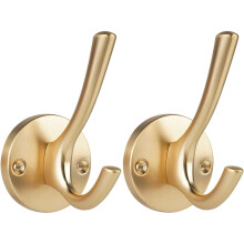 Coat Hooks, Heavy Duty Double Towel Robe Clothes Hooks for Hanging, Wall Hooks Holder for Bathroom Kitchen Closet Cabinet Door Garage Hotel,2 Pack