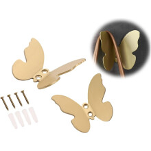 Wall Hooks Decorative, Small Modern Gold Brass Hooks, Butterfly Bath Towel Hook, Coat Hat Hooks Robe Hooks for Entry Bedroom, Stainless Steel, 2 pcs