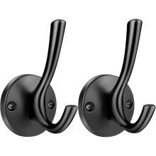 Coat Hooks, Heavy Duty Double Towel Robe Clothes Hooks for Hanging, Wall Hooks Holder for Bathroom Kitchen Closet Cabinet Door Garage Hotel,2 Pack