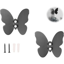 Decorative Coat Hooks, Small Modern Black Brass Hanger, Butterfly Bath Towel Hook, Hat Hooks Robe Hooks for Entry Bedroom, Stainless Steel, 2 pcs