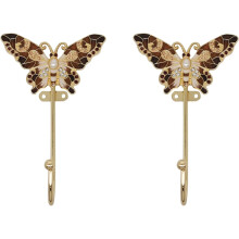 Vintage Butterfly Decorative Wall Hooks Rack Hangers for Hanging Clothes Coats Towels Keys Hats, 2 Pack Antique Metal Mounted Wall Hook