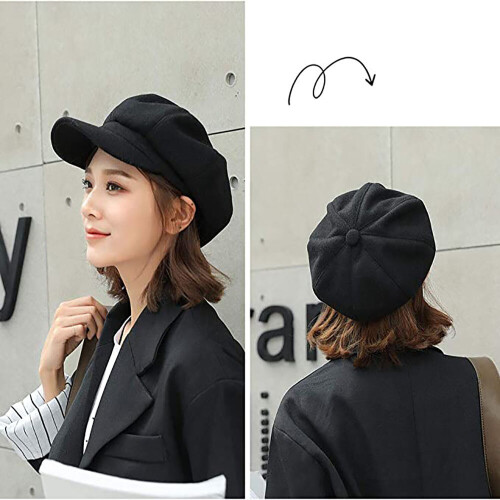 Women's Peaked Cap Beret Newsboy Cap Winter Cap Painter Cap with Visor 8 Panel Flat Cap 1