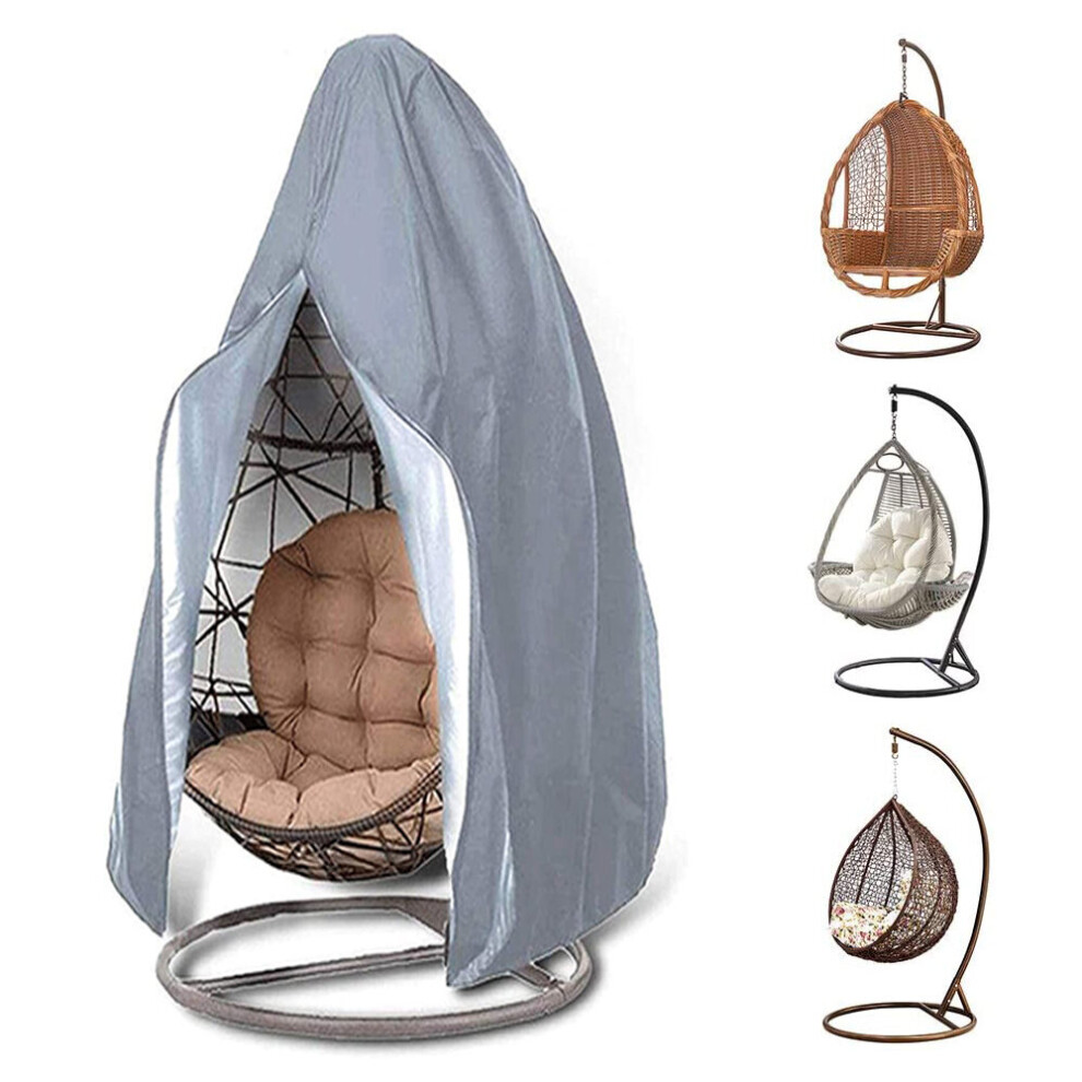 Hanging Egg Chair Cover, Durable Lightweight Waterproof Egg Swing Chair Cover with Zipper Fits Most Outdoor Single-Grey