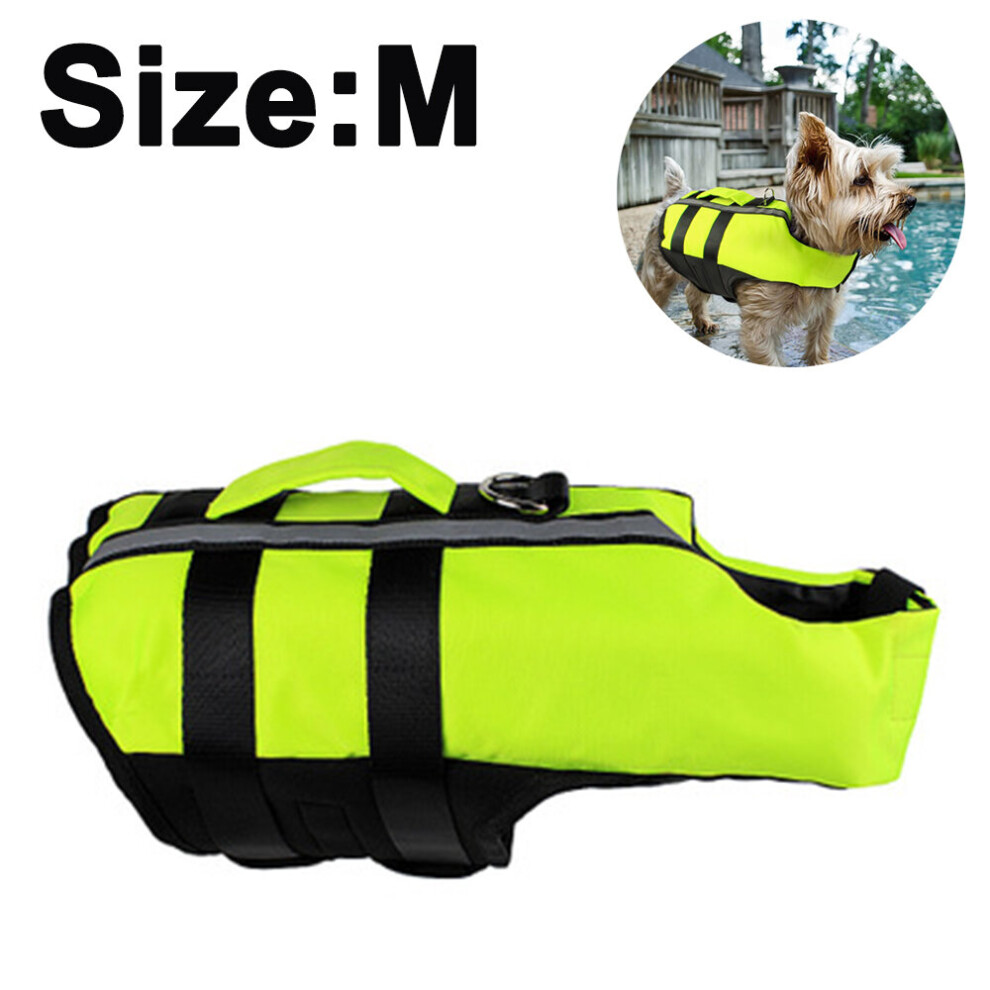 Portable Dog Life Jacket With Airbag, Inflatable Pet Life Jacket Swim Vest - Fluorescent Green Size M