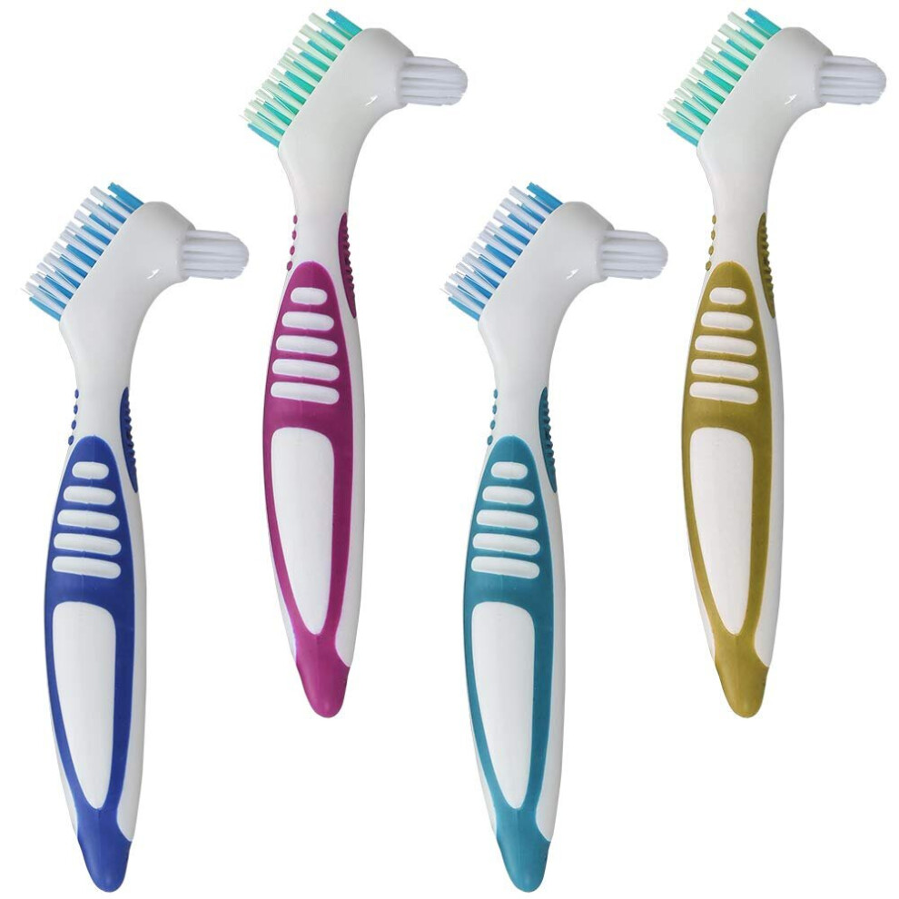 Tianfu 4 Pack Denture Brushes With Double Sided Denture Cleaning Brush Heads For Denture Care