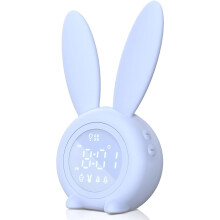 Kids Alarm Clock - Digital Wake Up Clock, Dimmable Ambient Lighting, Cute Rabbit Design, 5 Ringtones - Rechargeable, Perfect for Bedrooms