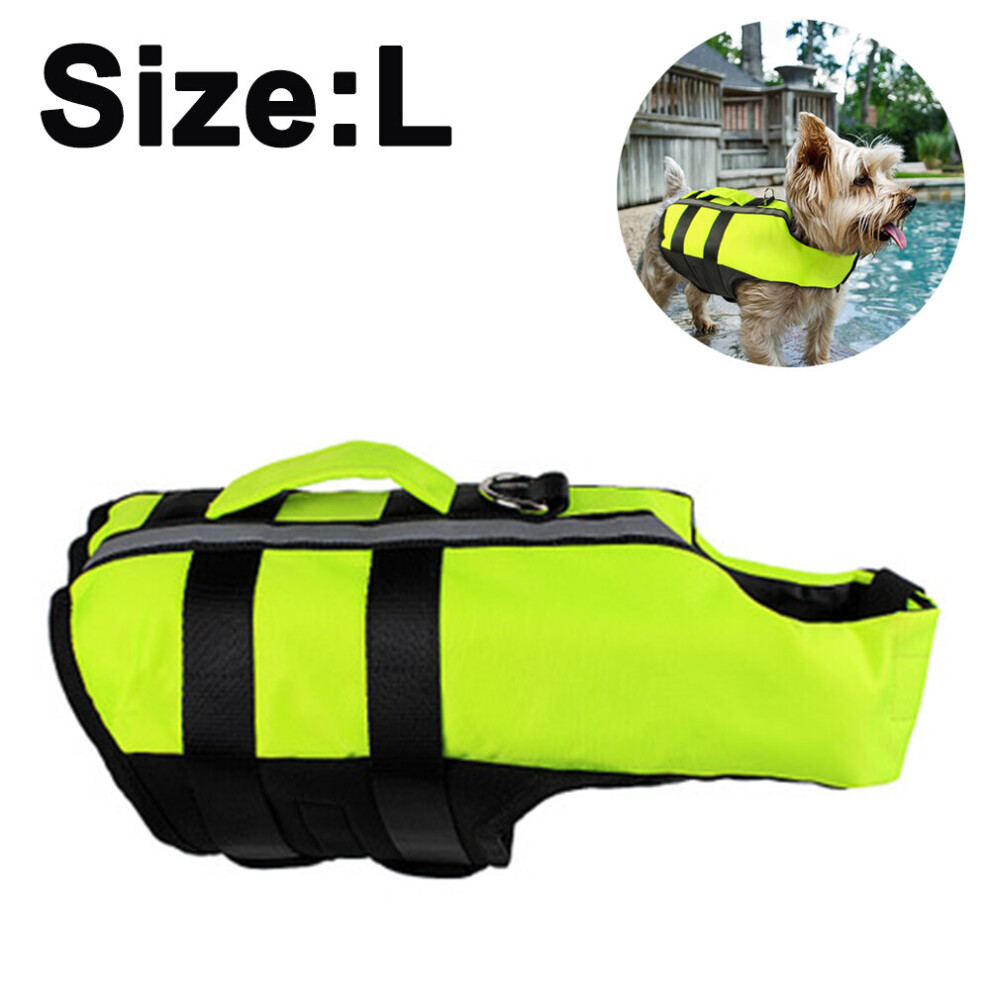 Portable Dog Life Jacket With Airbag, Inflatable Pet Life Jacket Swim Vest - Fluorescent Green Size L
