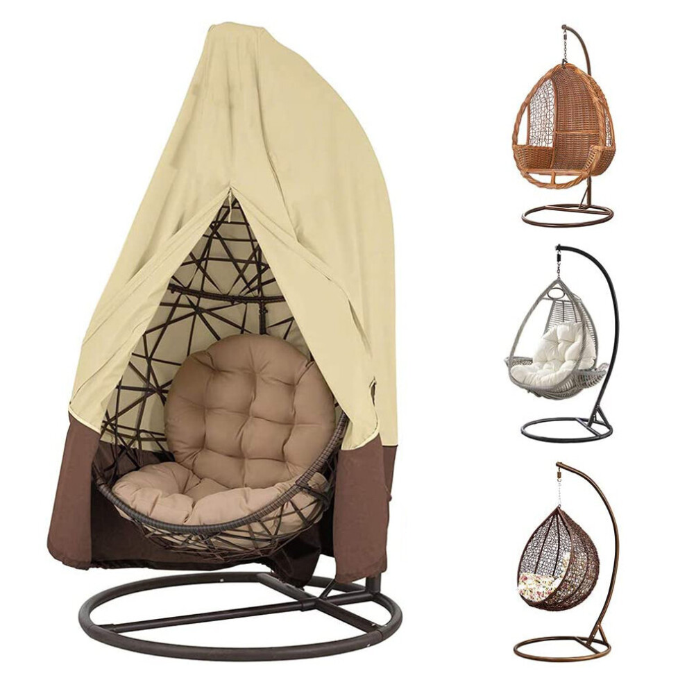 Hanging Egg Chair Cover, Durable Lightweight Waterproof Egg Swing Chair Cover with Zipper Fits Most Outdoor Single-Beige