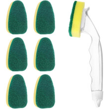 Heavy Duty Dish Wand,1 Dish Wand With 7 Refill Replacement Heads, Dish Sponge With Handle, Scrub Sponge For Kitchen