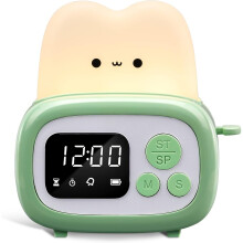 Small Timer Clock Toaster Light, Cute Night Light with Time Management and Kids Desk Clock Alarm Clock Timer for Teenager Toddler Birthday Gift