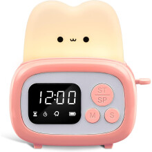 Small Timer Clock Toaster Light, Cute Night Light with Time Management and Kids Desk Clock Alarm Clock Timer for Teenager Toddler Birthday Gift