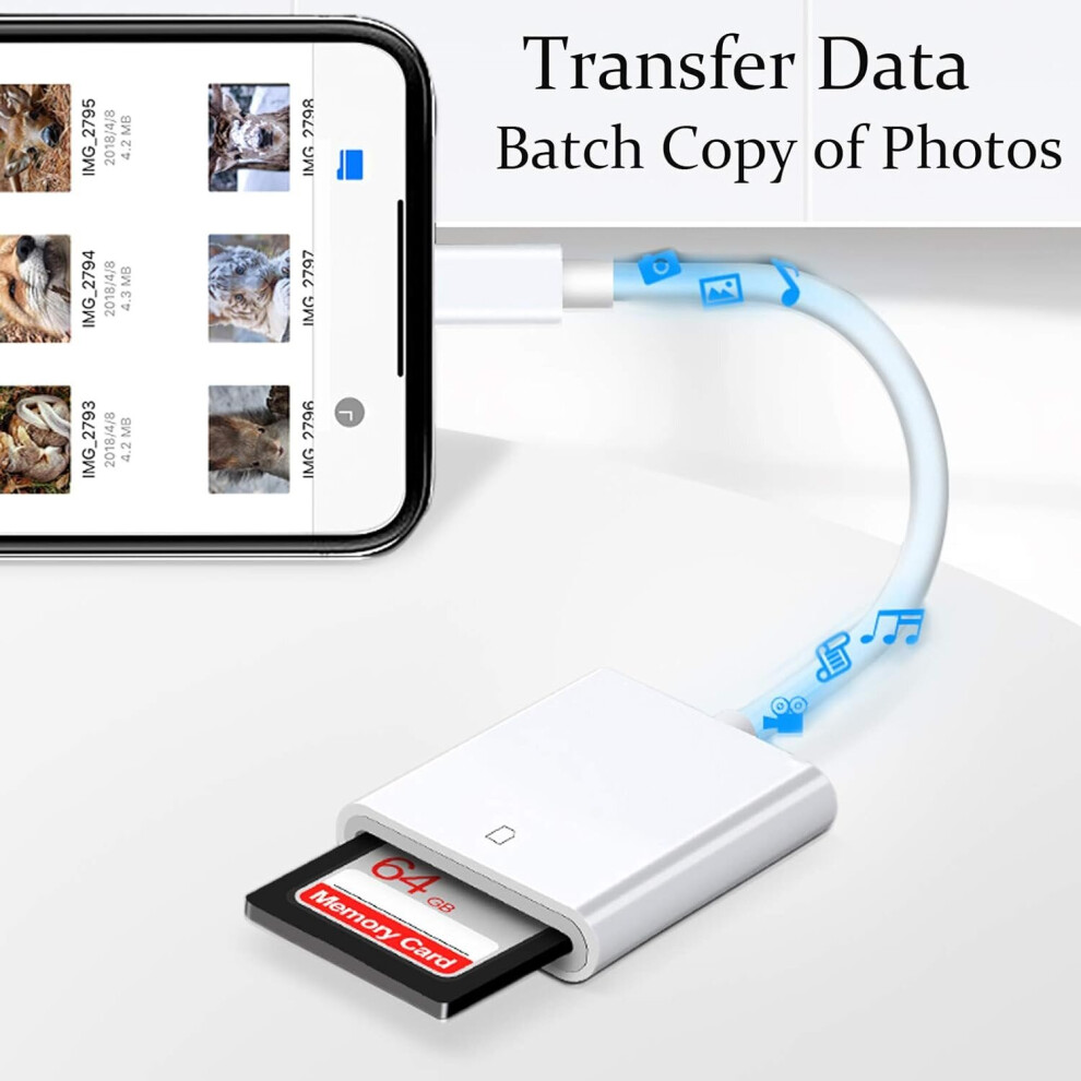 Apple Lightning To SD Card Camera Reader Adapter compatible with IPhone IPad Camera Trail Game Camera Card Viewer Reader