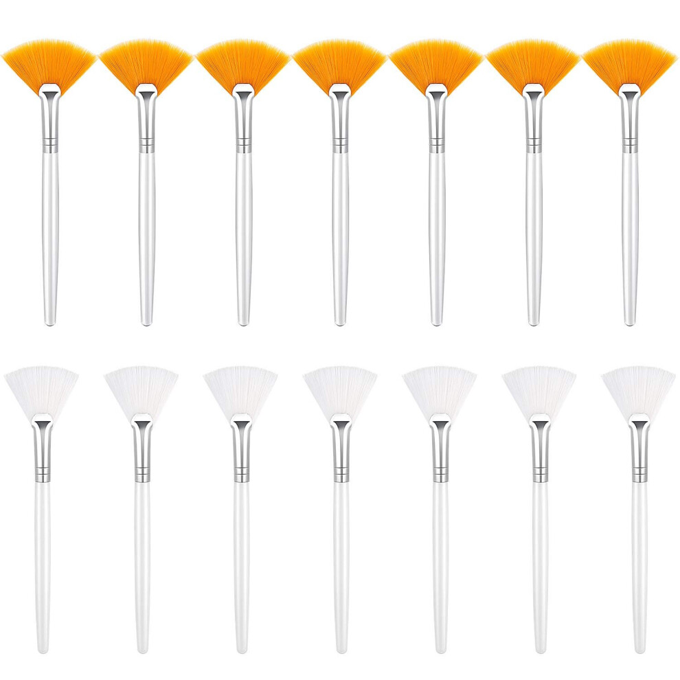 Tianfu 14 Pieces Fan Mask Brushes Facial Mask Applicator Brush Soft Fan Brushes Acid Applicator Brush Cosmetic Makeup Applicator