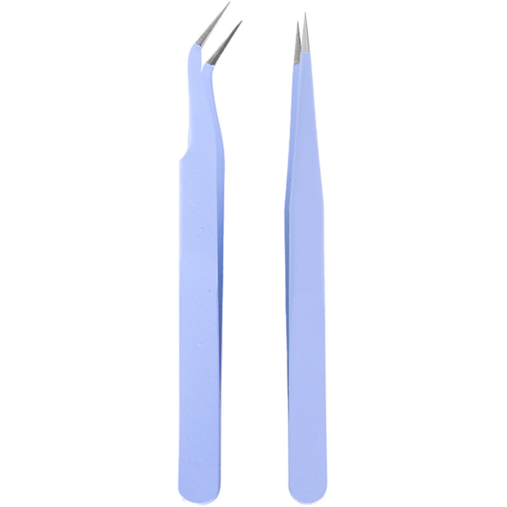 Tianfu Purple Tweezers Set - Precision Tweezers - Slant And Pointed Tweezers - Tweezers For Eyebrows - Stainless Steel Tweezer Kit