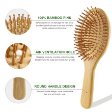 Bamboo Paddle Hair Brush and Comb Set Natural Eco-Friendly No Wooden Hairbrush Reduce Frizz and Massage Scalp Thin Long