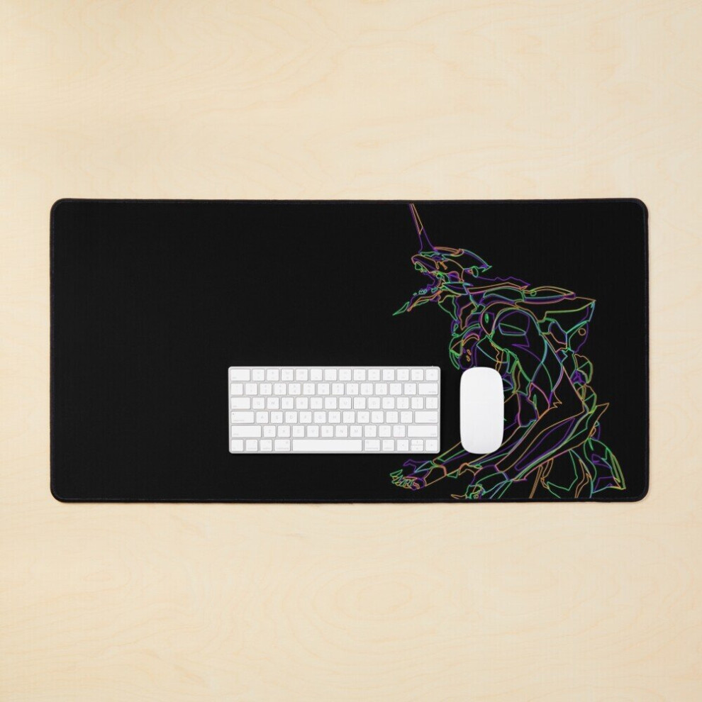 Desk Mat Eva Unit 01 Neon Outline ( Variant) Large Gaming Mouse Pad 35X16 Inch Black 7802738315233