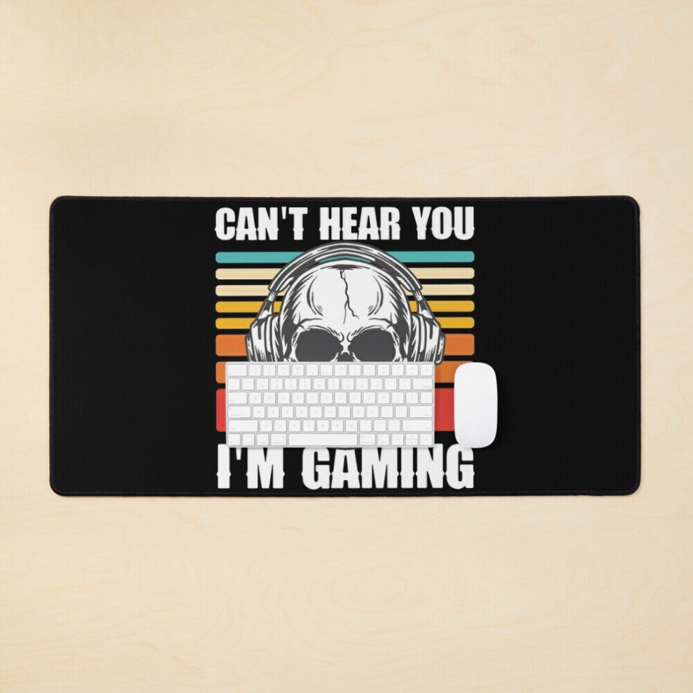 Desk Mat I Can't Hear You I'm Gaming Funny Gamer Headset Skull Large Gaming Mouse Pad 35X16 Inch 7802738401448