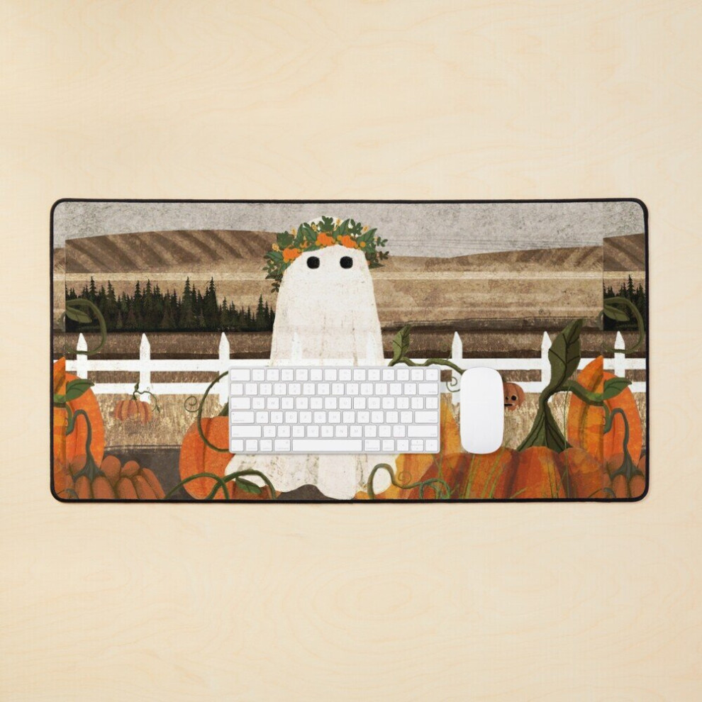 Desk Mat There's A Ghost In The Pumpkins Patch Again... Large Gaming Mouse Pad 35X16 Inch 7802738325232