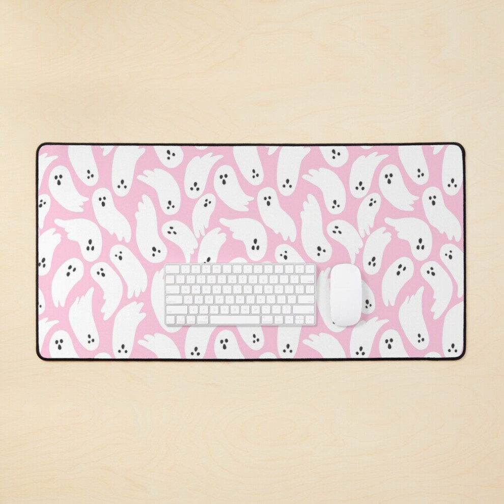 Desk Mat Ghosts Large Gaming Mouse Pad 35X16 Inch Pink 7802738373370