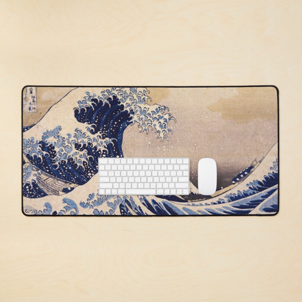 Desk Mat The Great Wave Off Kanagawa By Katsushika Hokusai (C 1830-1833) Large Gaming Mouse Pad 35X16 Inch 7802738313475