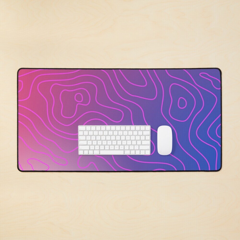 Desk Mat Topography Gradient And Pattern Large Gaming Mouse Pad 35X16 Inch Pink/Purple 7802738327779