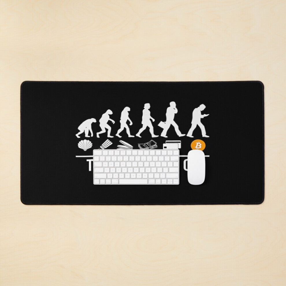 Desk Mat Bitcoin Shirt Evolution Of Money Cryptocurrency Apparel Large Gaming Mouse Pad 35X16 Inch 7802738393781