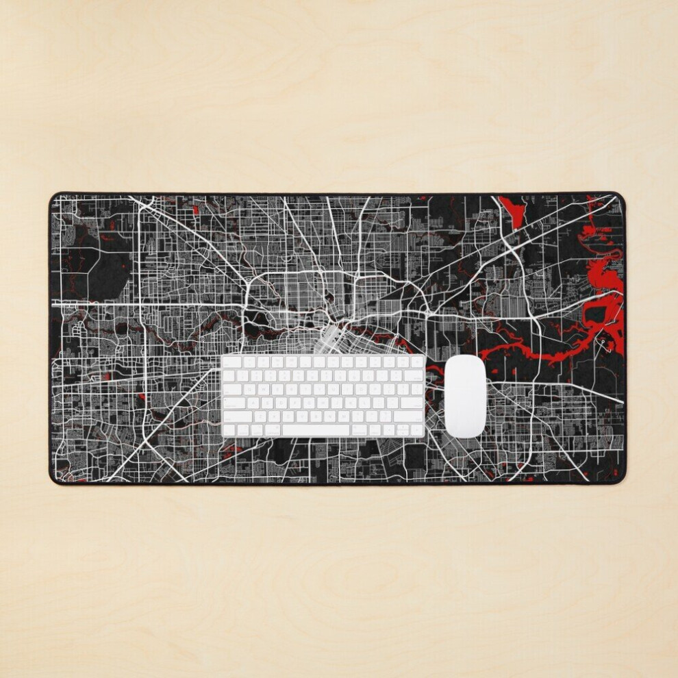 Desk Mat Houston City Map Of The United States - Oriental Large Gaming Mouse Pad 35X16 Inch 7802738407181