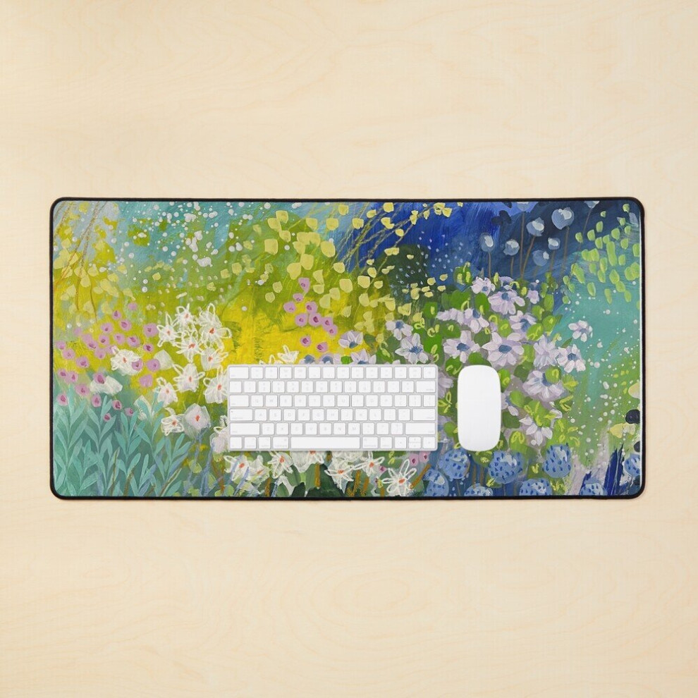 Desk Mat Cottage Garden Large Gaming Mouse Pad 35X16 Inch Blue 7802738325256