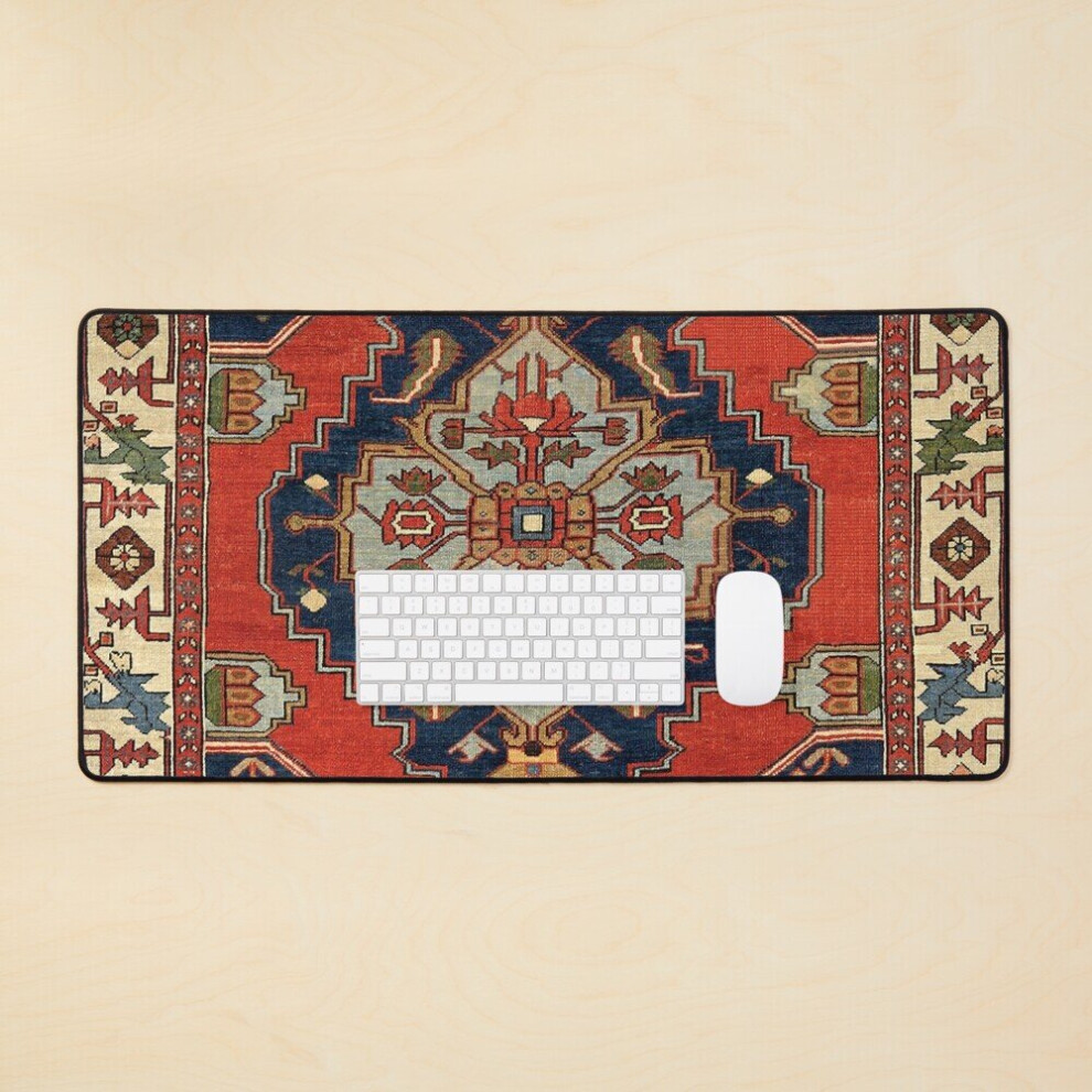 Desk Mat Antique Persian Bakshaish Oriental Carpet Print Large Gaming Mouse Pad 35X16 Inch 7802738322811