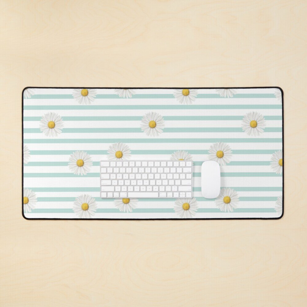Desk Mat Daisy With Stripes Large Gaming Mouse Pad 35X16 Inch 7802738410310