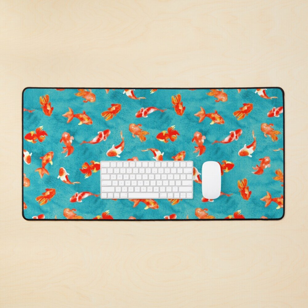 Desk Mat Watercolor Goldfish Pond Large Gaming Mouse Pad 35X16 Inch 7802738352597
