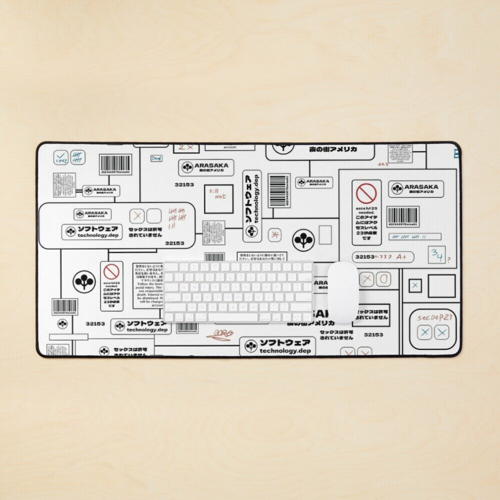 Desk Mat Arasaka Cyberpunk Sci Fi Pattern. Large Gaming Mouse Pad 35X16 Inch 7802738332810